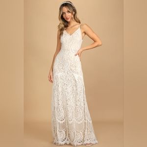 Lulus Flynn White Lace Maxi Dress